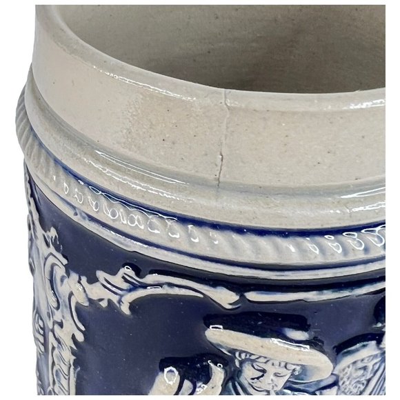 Vintage Alt Grenzau Beer Stein Pottery Cobalt Blue Salt Glaze Made West Germany - Picture 2 of 12